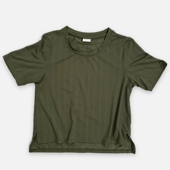 Zyia | Vertical Chill Tee Short Sleeve Spandex Olive Green Size  XS - Picture 8 of 9